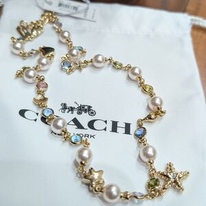 Coach Starfish Pearls and Beads Necklace with Dust Bag and Gift Box Nwt ❤️